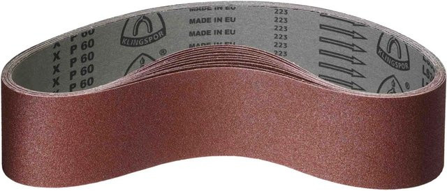 Klingspor Schleifband Korund Korn 60 für Holz und Metall, 10 Stück, B: 7,5 cm, L: 57,5 cm - Bild 1