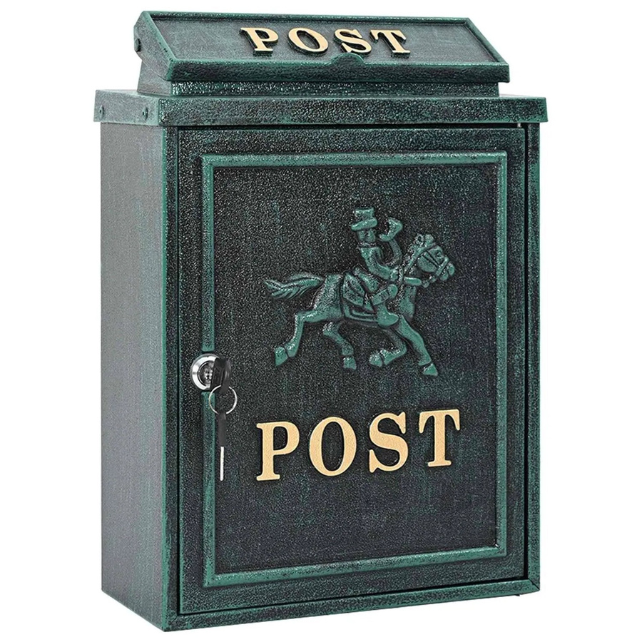 DELUKE Briefkasten PETER aus Gussaluminium für die Wandmontage, Grün, B/T/H: 29 x 13 x 41 cm - Bild 2