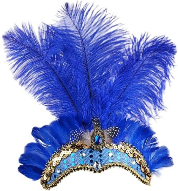 CDhekuo Federkopfschmuck, blau, Damen - Bild 1
