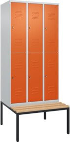 C+P Doppelstock-Spind Classic PLUS Sitzbank mit 3 Abteilen und Buche-Hartholz Sitzfläche, B/T/H: 212,0 x 90,0 x 81,5 cm - Bild 1