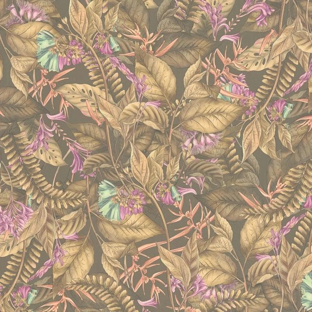PROFHOME 394253-GU Blumen Tapete Dschungel in Braun, Beige und Lila, Matt, Non-Woven, Breite: 0,53 m, Länge: 10,05 m - Bild 1