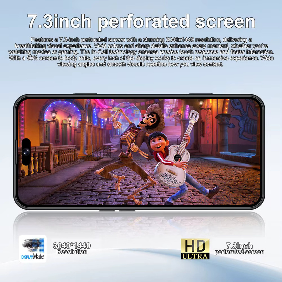 K-Touch iFone 18 Pro Maxi Android Smartphone 5G mit 7,3 Zoll HD Display, 22GB RAM, 2TB Speicher, Face ID und Dual-SIM in Weiß - Bild 3