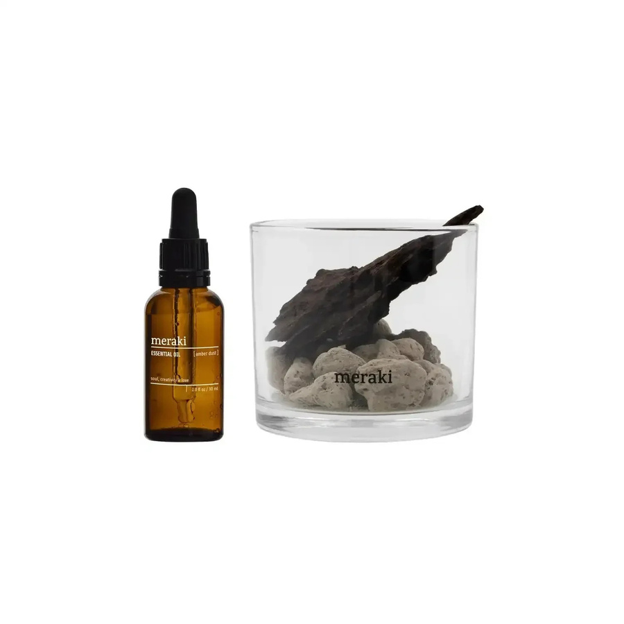 Meraki Duftdiffusor Amber Dust mit Lavastein und Holz in Schwarz und Braun - Bild 1