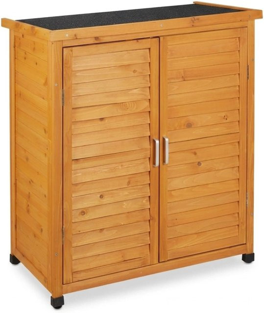 Relaxdays Gartenschrank aus Tannenholz in Natur mit Dachpappe, witterungsbeständig, B/H/T: 86,5 x 97 x 47 cm - Bild 1