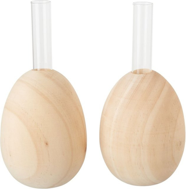 VBS Reagenzglashalter Holzei Vase aus Kiefernholz und Glas in Beige - Bild 1