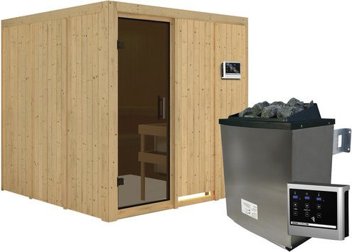 Karibu Sauna Valga in Beige mit 9 kW Saunaofen und externer Steuerung für 4 Personen, B/T/H: 196 x 198 x 196 cm - Bild 1