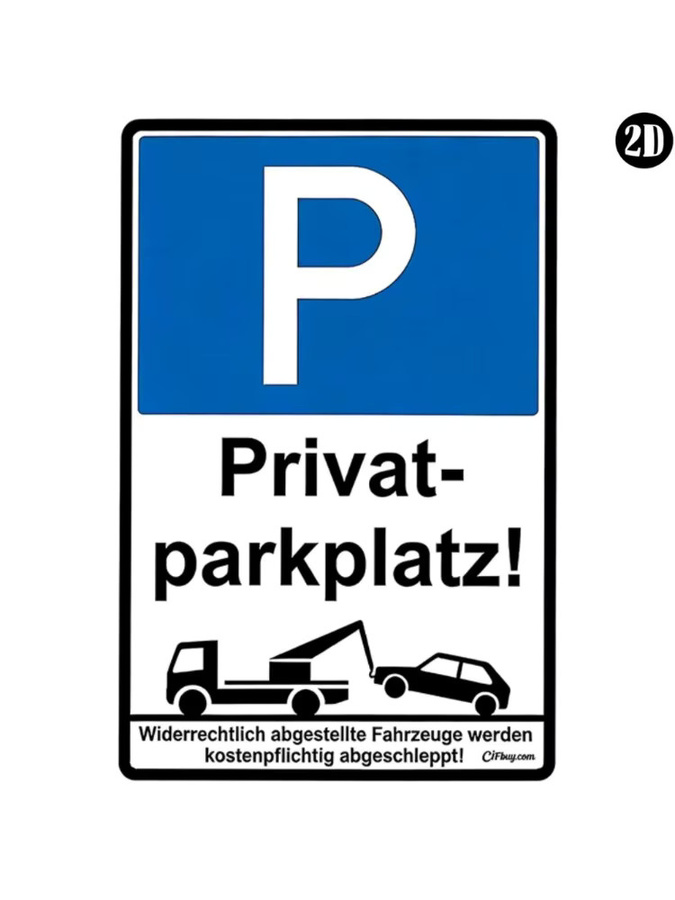 CIFBUY Retro Metallschild Deutsches Privatparkplatz-Schild als Wanddekoration in Blau, 20 x 14 cm - Bild 3