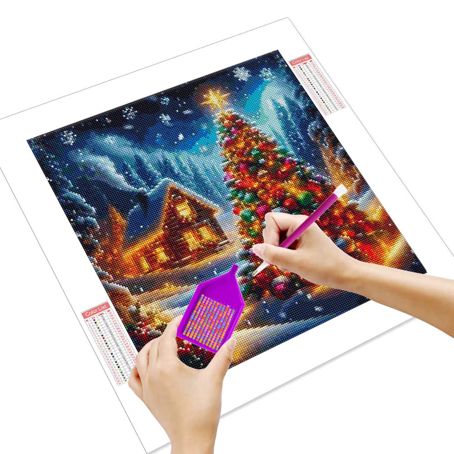 HUACAN DIY Diamantmalerei Set Weihnachten Winter Szene Multicolor, Leinwand 20 x 20 cm - Bild 2