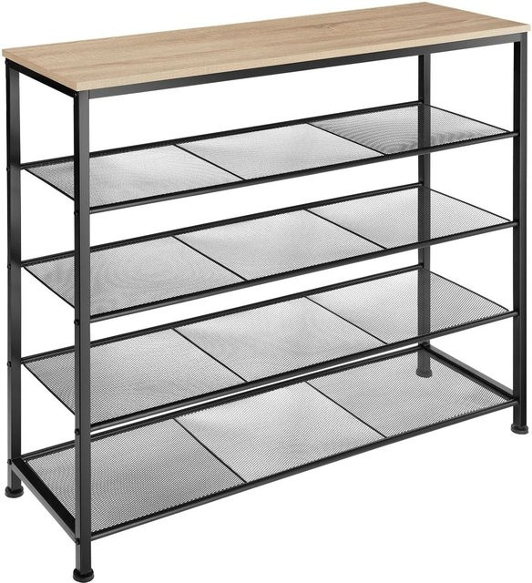 tectake Schuhregal Sheffield Industrial Style aus Holz und Metall in Eiche Sonoma, B/T/H: 100 x 30,5 x 93 cm - Bild 1