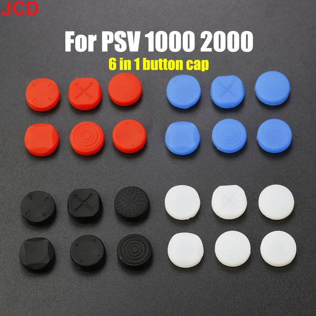 JCD 6-in-1 Silikon Anti-Rutsch Thumbstick-Griffkappen für PS Vita PSV 1000 und PSV 2000 Slim in Blau - Bild 1