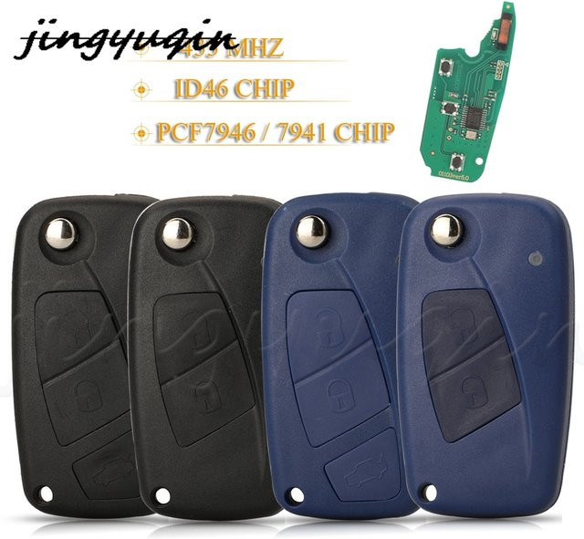Jingyuqin Smart Remote Autoschlüssel Anhänger mit 433 MHz für Fiat Punto Ducato Stilo Panda Bravo, ID46 Chip, PCF7946 - Bild 1