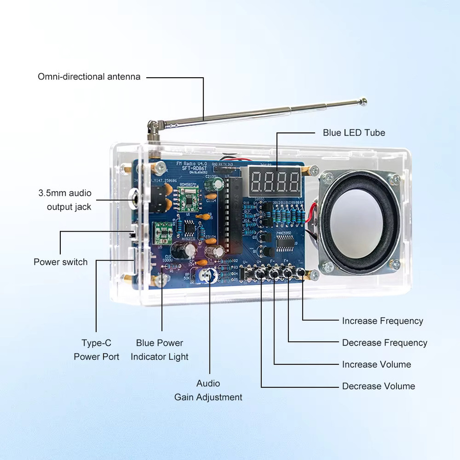 Diymore DIY FM-Radio Elektronik-Bausatz mit digitaler Anzeige und RDA5807M Modul für dein Lötprojekt zur Übung - Bild 2