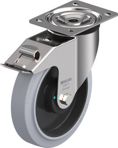 Blickle Lenkrolle LX-POEV 200KAD-FI-SG mit Feststeller in Schwarz-Grau, Rad-Durchmesser: 20 cm, Tragfähigkeit: 400 kg - Bild 1