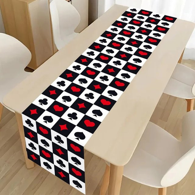 VIKAMA Pokertischläufer Casino-Tischdecke für Vegas Nachtspiele und Party-Deko, Mehrfarbig, B/T/H: 180 x 35 cm - Bild 1