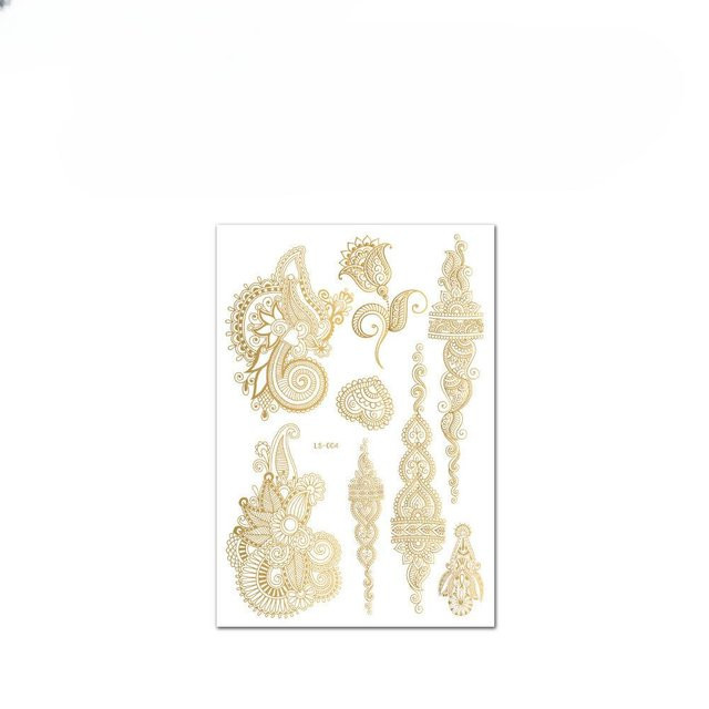 Glow Makeup Wasser Transfer Tattoo, Rose Gold, Mandala, 14.5*21cm - Bild 1
