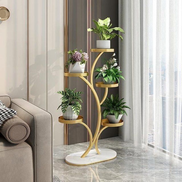 ZJMZYM Rostfreies Blumenregal aus Metall in Schwarz für Wohnzimmer und Balkon - Bild 1