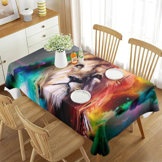Wilder Löwe Tischdecke mit Wildtier-Motiv von Fancy Style Studio, rechteckig, Mehrfarbig, B: 70 cm, L: 150 cm - Bild 1