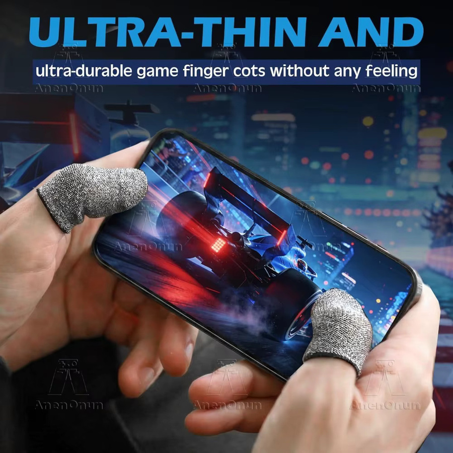 AnenOnun Gaming-Fingerhüllen aus reiner Silberfaser mit 38 Nadeln in Silber für Mobile Games, Anti-Schweiß und Anti-Rutsch für Touchscreens - Bild 2