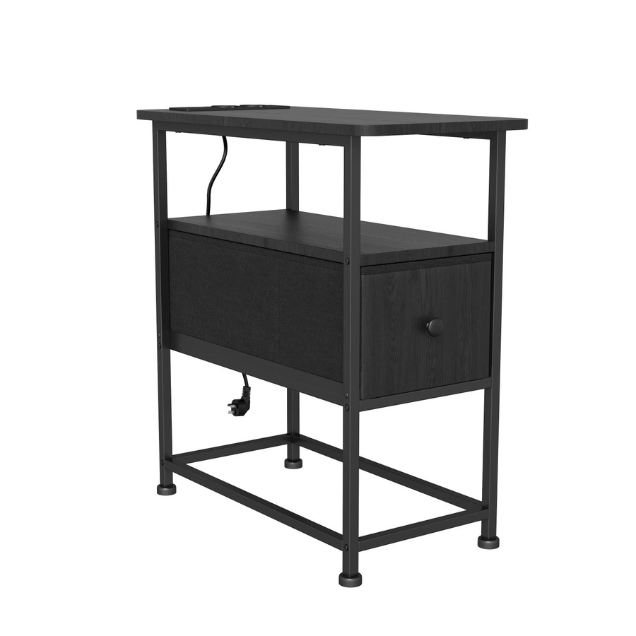 PXloue Nachttisch Schwarz mit Schublade und Ladefunktion, B/T/H: 60 x 30 x 62 cm - Bild 2