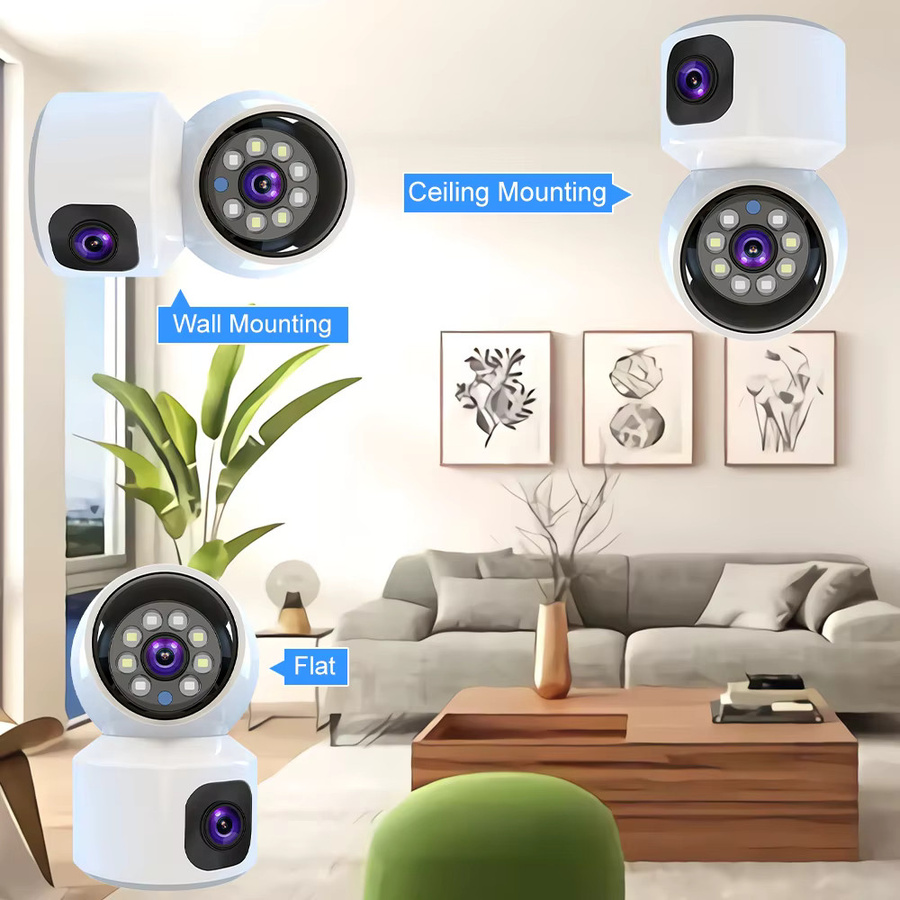V380 Pro Dual-Objektiv Smart Home Überwachungskamera mit 8MP Auflösung, WiFi und Zwei-Wege-Audio, Weiß - Bild 6