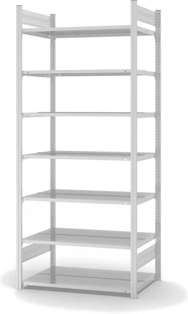 PROREGAL Aktenregal Stecksystem T-Profil Grundregal in Lichtgrau mit 7 Ebenen, H x B x T: 235 x 100 x 60 cm - Bild 1