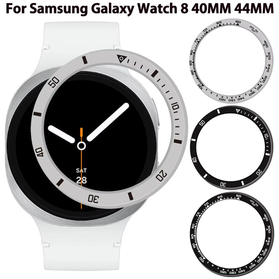 CAOWTAN Edelstahl Lünettenring Schutzhülle für Samsung Galaxy Watch 8 44 mm und 40 mm in Silber - Bild 2