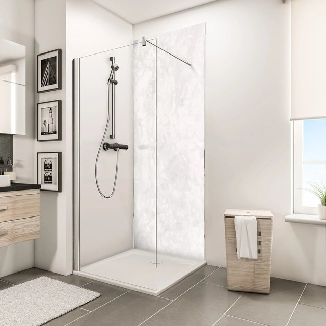 Schulte DecoDesign Duschrückwand in Stein-Optik Marmor-Hell, Farbe: Weiß/Beige, B/H: 100 x 255 cm - Bild 1