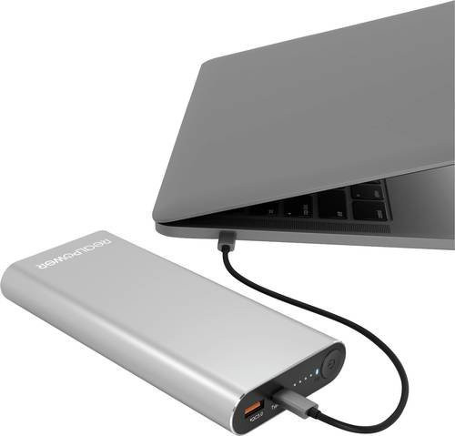 RealPower PB-20000 PD PRO Powerbank 20000 mAh Silber mit USB-C und USB-A - Bild 1