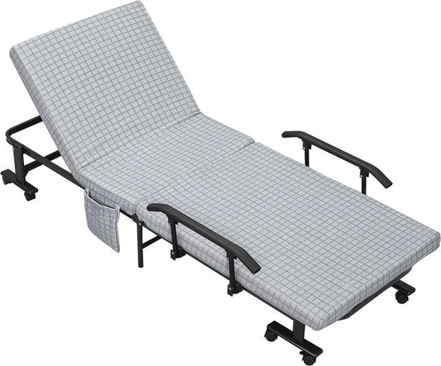 HOMCOM Klappbett mit Rollen in Hellgrau, 5-stufig, B/T/H: 190 x 76 x 33 cm - Bild 1