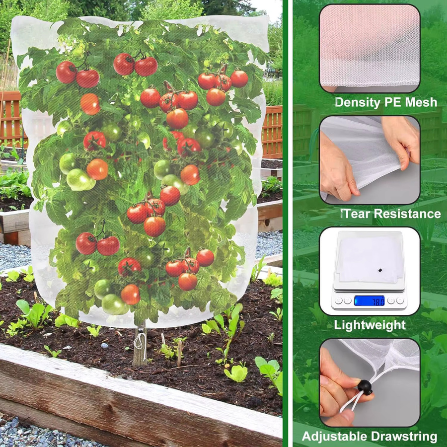 Weiße Nylon Pflanzenschutz Tasche aus Mesh zur Schädlingsbekämpfung für Obst, Gemüse, Erdbeeren und Trauben - Bild 2