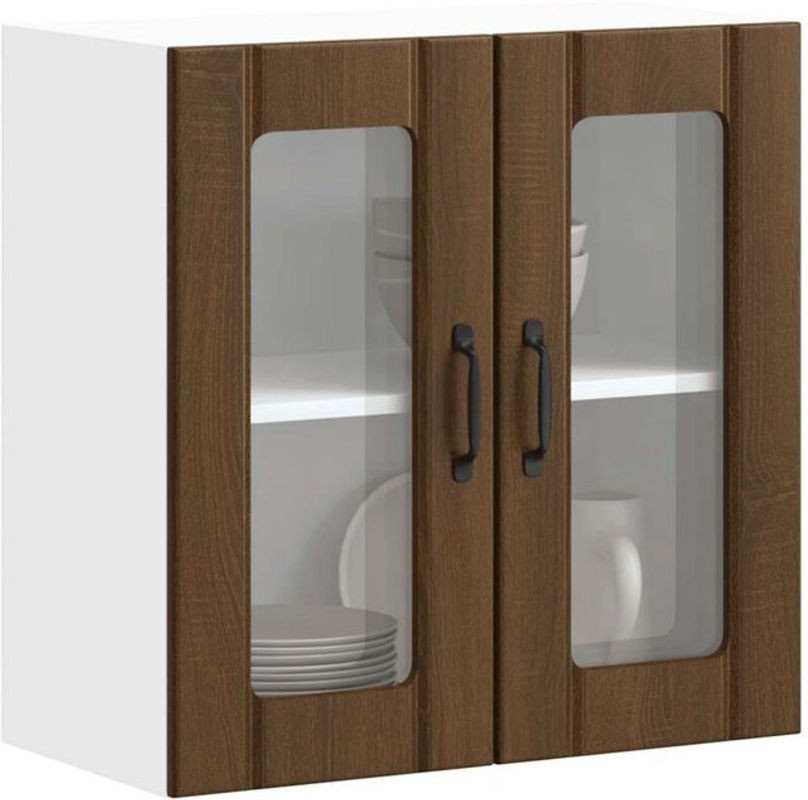Küchen-Hängeschrank Lucca mit Glastür von vidaxl in Braun Eichen-Optik, B: 60 cm, H: 60 cm, T: 31 cm - Bild 1