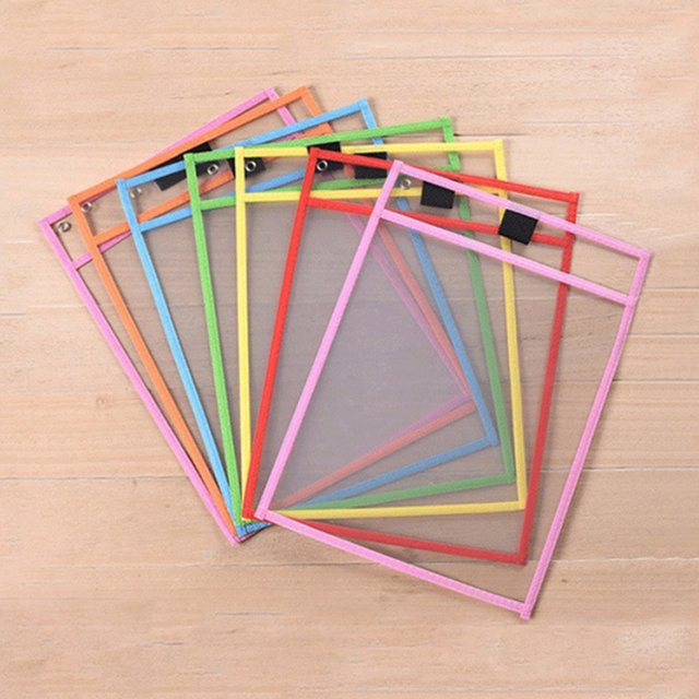 Wiederverwendbare Dokumenten-Aufbewahrungstaschen aus Kunststoff, wasserdicht und trocken abwischbar, transparent und mehrfarbig, ideal für Schule und Büro - Bild 1
