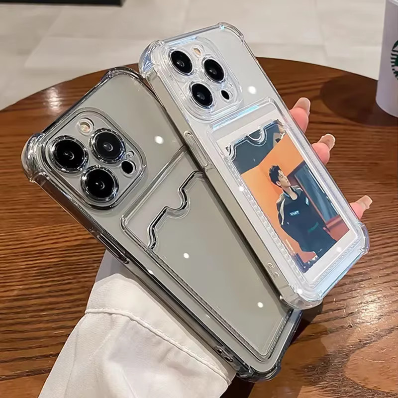 EIENACOCO Transparente Kartenfach-Schutzhülle für iPhone 11 bis iPhone 17 Pro Max, Stoßfeste Weiche Brieftasche-Hülle in Transparent - Bild 3