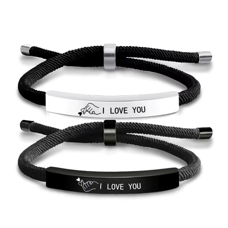 konminry Armband, Edelstahl, Schwarz, Weiß, Unisex - Bild 2