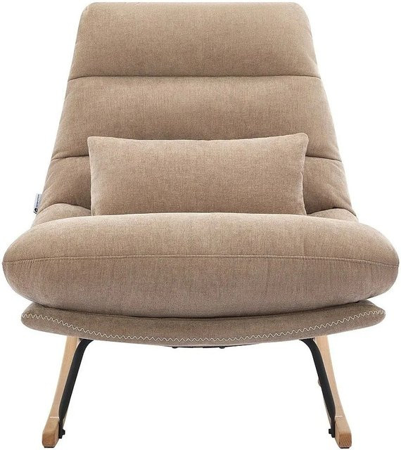 Schaukelstuhl Reliaco in Taupe mit Armlehnen aus Stoff, Höhe: 82 cm - Bild 1