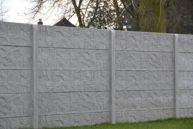 Betonzaun Stepstone grau B: 200 cm, H: 231 cm, einseitig gestaltet - Bild 1