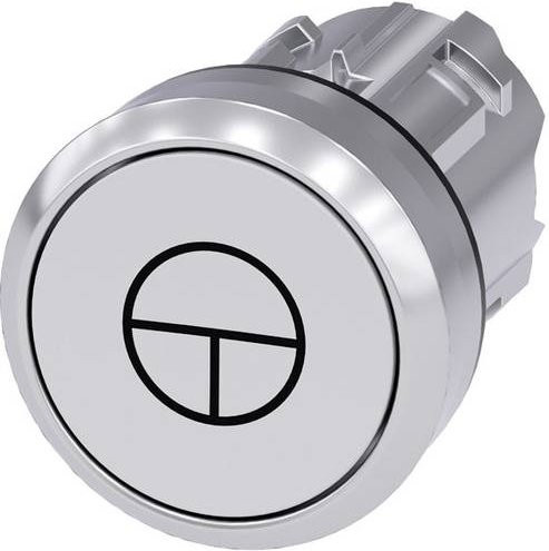 Siemens Drucktaster 3SU1050-0AB60-0AB0 mit Frontring aus Metall in Silber und Weiß, rund, Hochglanz - Bild 1