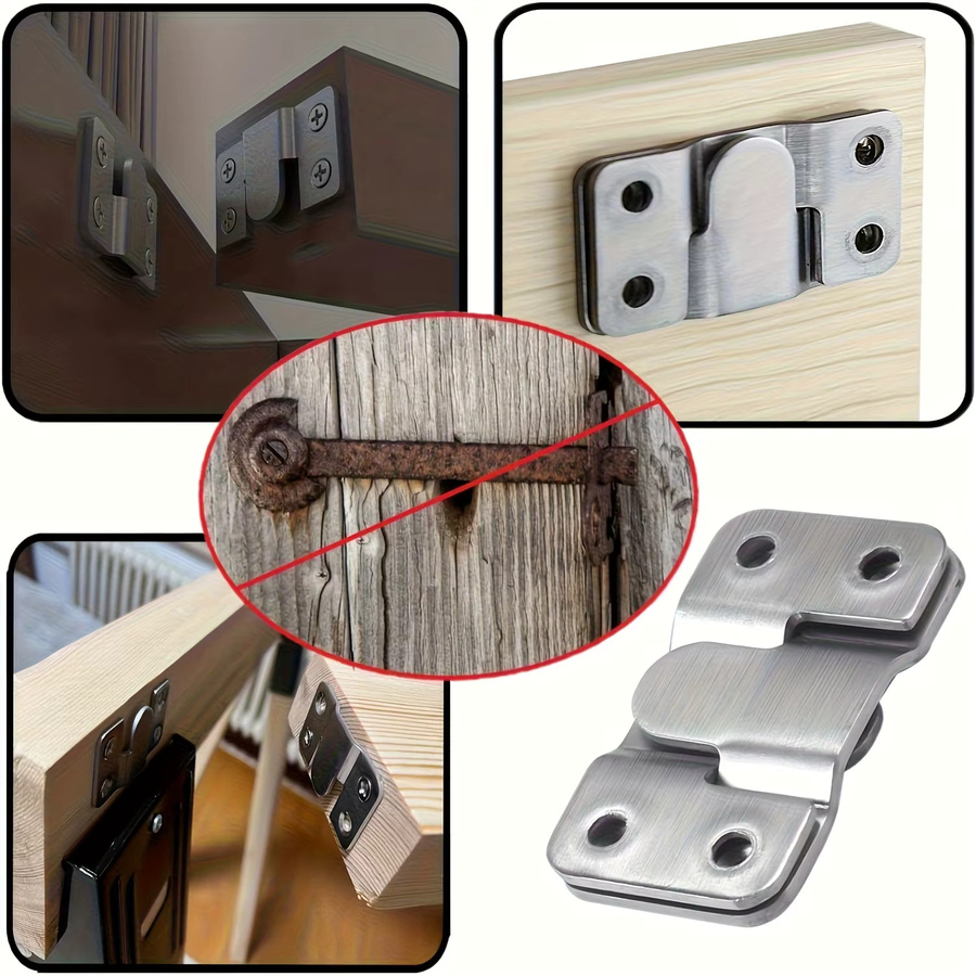 DUTRIEUX 10 Stück Edelstahl Montagehalterungen in Silber, 5 Paar robuste Schraubschnallen-Set mit ineinandergreifenden Haken für Möbel - Bild 5