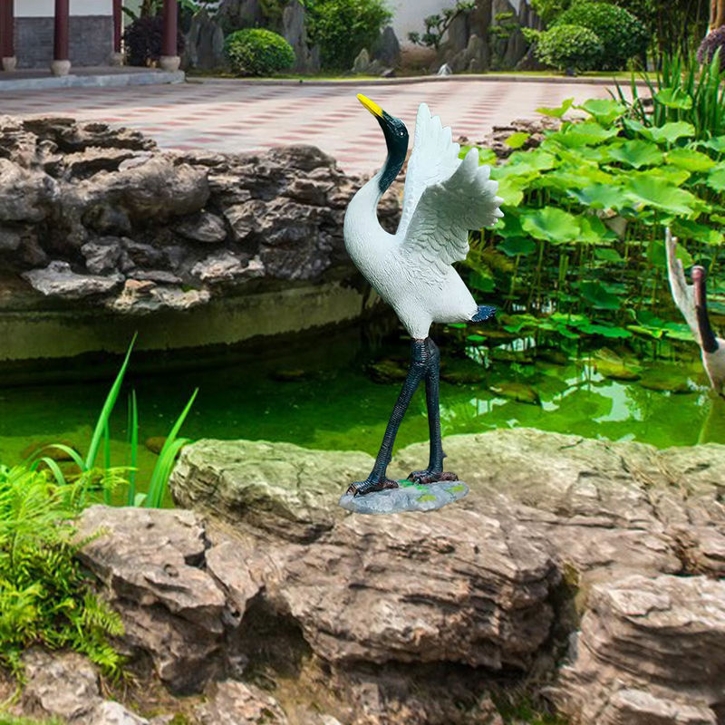 Kesoto Kran Skulptur aus Kunstharz in Weiß als Gartenstatue für Outdoor und Dekoration - Bild 2