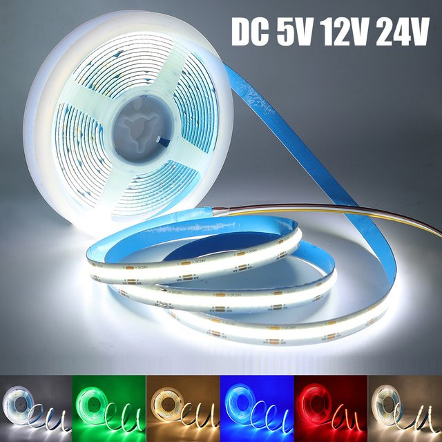 XUNATA COB-LED-Streifen mit hoher Dichte, 320 LEDs, RA90, linearer LED-Streifen in verschiedenen Farben wie Weiß, Rot, Blau, Gelb und Multicolour, 12 V - Bild 1