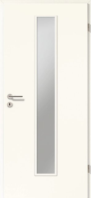GetaDoor Zimmertür CPL Weiß ähnlich RAL 9010 mit Klarglas modern Rechtsanschlag H: 211 cm, B: 86 cm - Bild 1