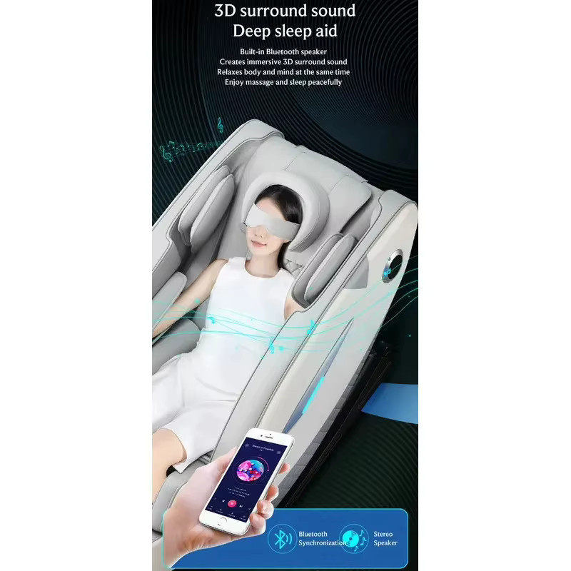 FULANG 4D Ganzkörper-Entspannungsmassagestuhl mit SL-Track, Zero Gravity, Shiatsu-Funktion, Bluetooth-Lautsprecher und KI-Steuerung, Farbe: Schwarz - Bild 4