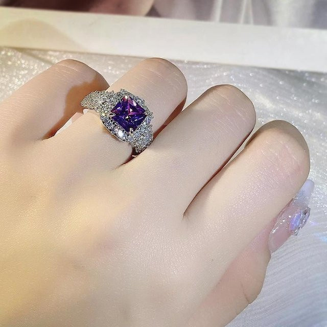 YIRAN Ring, Messing, Kupferfarben, violetter Zirkonia, Damen - Bild 1