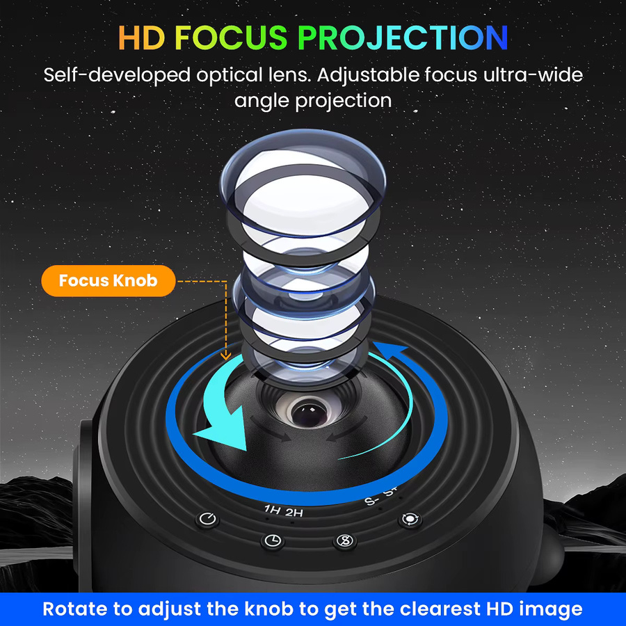 13-in-1 HD Galaxy Projektor mit 360 Grad Rotation, Planetarium mit Timer-Funktion und einstellbarer Brennweite als Nachtlicht für dein Schlafzimmer in Schwarz oder Weiß - Bild 4