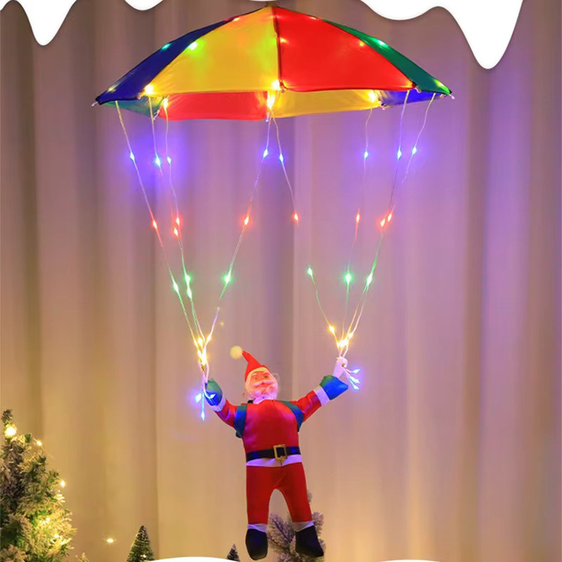 Feimefeiyou LED Weihnachtsmann Fallschirm-Lichterkette in Mehrfarbig für Garten und Innenhof - Bild 3
