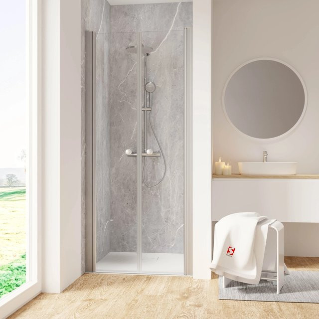 Schulte Garant 2.0 Pendeltür für Nische in Silber, B: 100 cm, H: 200 cm - Bild 1