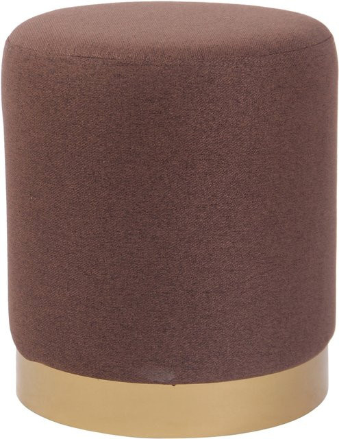 TPFLiving Sitzhocker Nanay Stoff in Braun mit Gold-Details, B/T/H: 36 x 36 x 43 cm - Bild 1