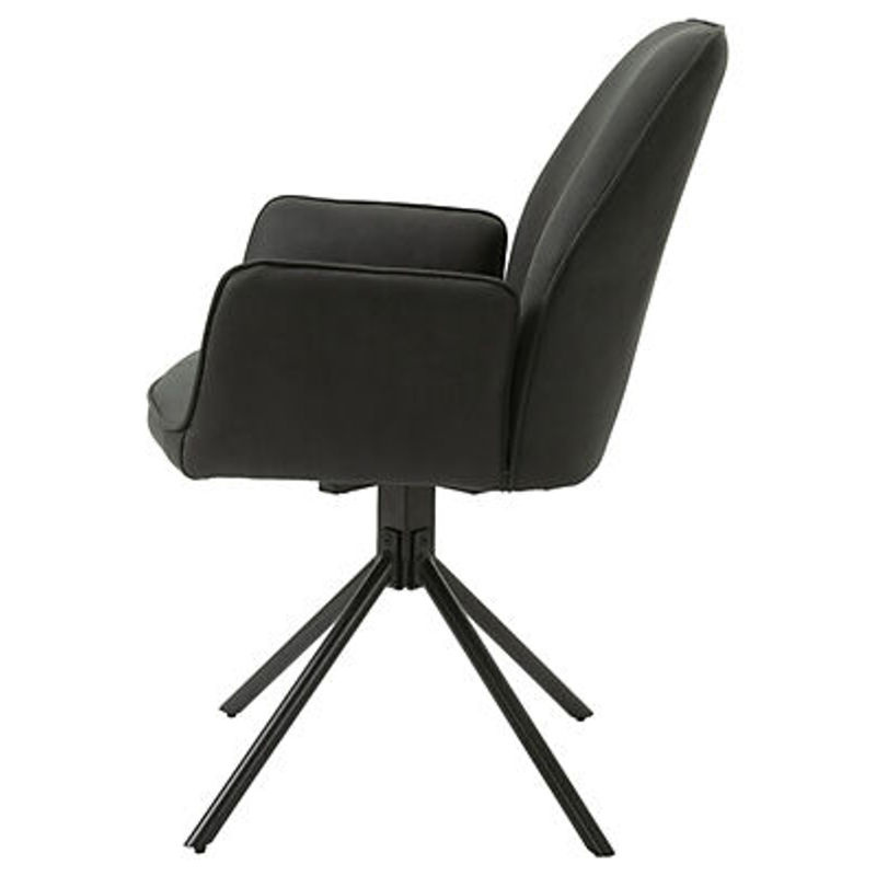 byLIVING BLAIR Stuhl 2er Set Vintage Anthrazit Schwarz mit Armlehnen aus Stoff und Metall B/H/T: 57 x 89 x 61 cm - Bild 3