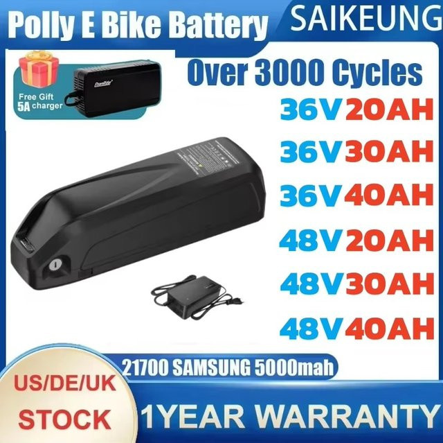 Hailong Polly DP7 Elektrofahrrad-Akku für Unterrohrmontage, 21700 Lithium-Batterie in Schwarz, kompatibel mit 36V und 48V für 500W-2000W Motoren - Bild 1