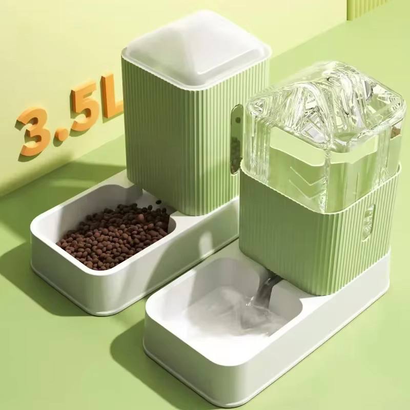 Futterspender und Trinkbrunnen für Hunde und Katzen in Grau mit großem Fassungsvermögen, B/T/H: 32,0 x 15,0 cm - Bild 2